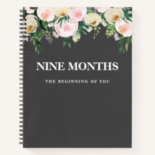 Moderne Elegante Minimale Bloemen Zwangerschap Ges Notitieboek