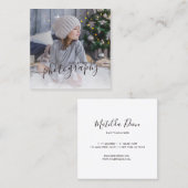 Moderne, elegante minimale en eenvoudige fotografi vierkante visitekaartje (Voorkant / Achterkant)