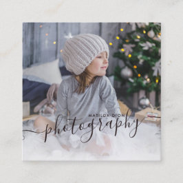 Moderne, elegante minimale en eenvoudige fotografi vierkante visitekaartje