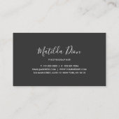 Moderne, elegante minimale en eenvoudige fotografi visitekaartje (Achterkant)