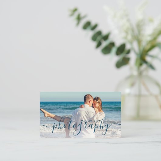 Moderne, elegante minimale en eenvoudige fotografi visitekaartje (Staand voorkant)