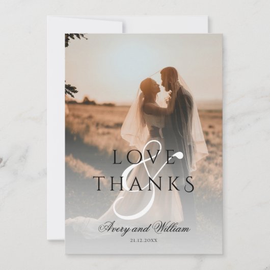 Moderne Elegante Minimale Foto Bruiloft Bedankkaart (Voorkant)