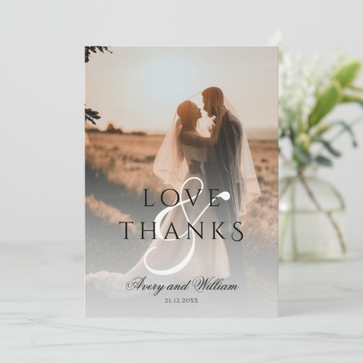 Moderne Elegante Minimale Foto Bruiloft Bedankkaart (Staand voorkant)