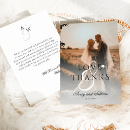 Moderne Elegante Minimale Foto Bruiloft Bedankkaart