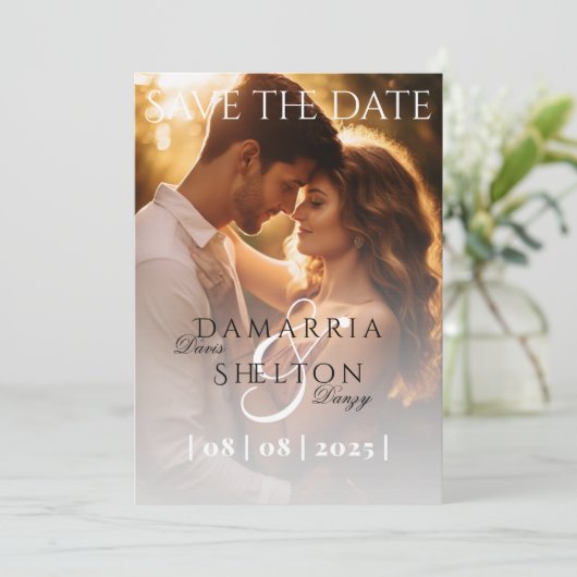 Moderne Elegante Minimale Foto Bruiloft Kaart (Staand voorkant)