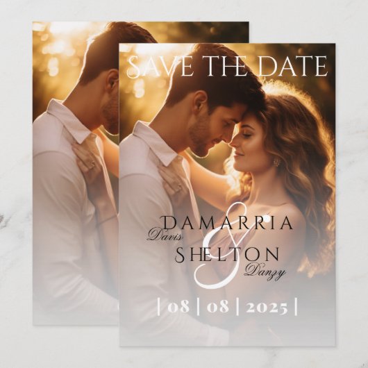 Moderne Elegante Minimale Foto Bruiloft Kaart (Voorkant / Achterkant)