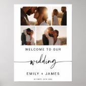 Moderne Elegante Minimale Foto's Huwelijk Welkom Poster (Voorkant)