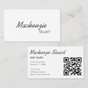 Moderne Elegante Minimale Haar QR Code Script Visitekaartje