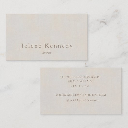 Moderne Elegante minimale neutrale textuur Visitekaartje (Voorkant / Achterkant)
