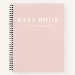 Moderne Elegante Minimale Pastel Roze Babyboek Notitieboek