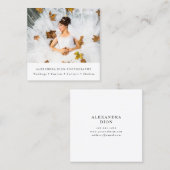 Moderne elegante minimale trouwfotografie vierkante visitekaartje (Voorkant / Achterkant)