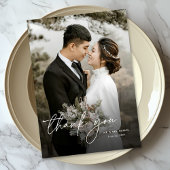 Moderne Elegante Minimale Verticale Fotobruiloft Bedankkaart