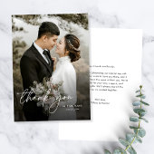 Moderne Elegante Minimale Verticale Fotobruiloft Bedankkaart