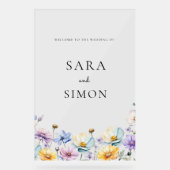 Moderne elegante minimale Wildflower bruiloft Acryl Bord (Voorkant)