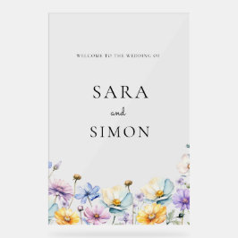 Moderne elegante minimale Wildflower bruiloft Acryl Bord