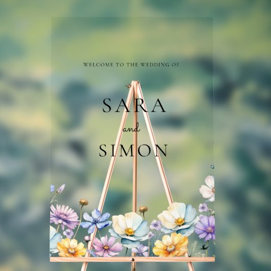 Moderne elegante minimale Wildflower bruiloft Acryl Bord (Neutraal)