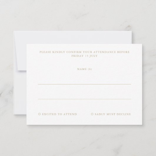 Moderne elegante minimale witte RSVP-kaart RSVP Kaartje (Achterkant)