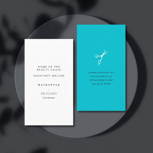 Moderne Elegante Minimale Witte Turquoise Kapper Visitekaartje