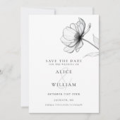 Moderne Elegante Minimalistische Bloemen Fotobruil Save The Date (Voorkant)