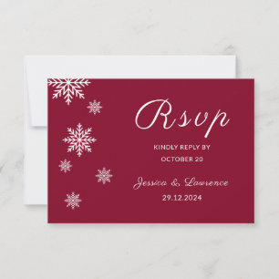 Moderne Elegante Minimalistische Bordeaux Winterhu RSVP Kaartje