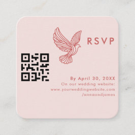 Moderne elegante minimalistische bruiloft RSVP QR- Informatiekaartje