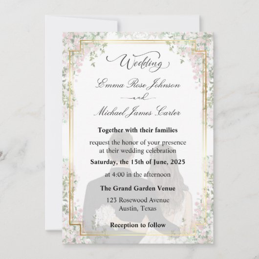 Moderne elegante minimalistische bruiloft | Script Kaart (Voorkant)