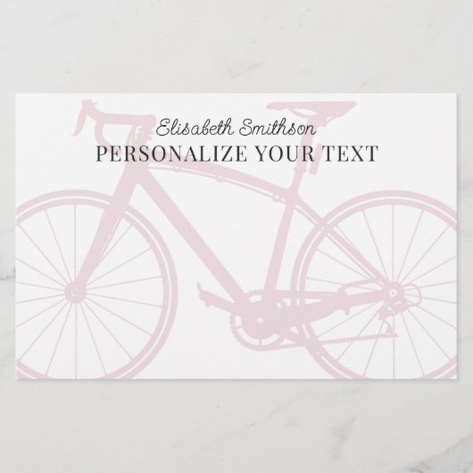 Moderne Elegante Minimalistische Fiets Roze Persoo Briefpapier (Voorkant)
