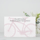 Moderne Elegante Minimalistische Fiets Roze Persoo Briefpapier (Staand voorkant)