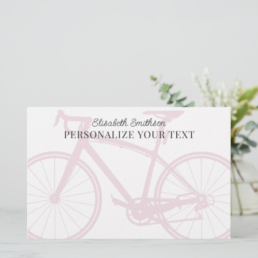 Moderne Elegante Minimalistische Fiets Roze Persoo Briefpapier (Staand voorkant)