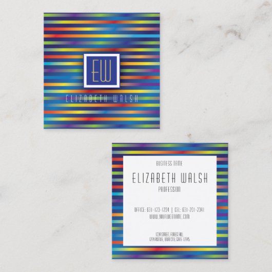 Moderne Elegante Minimalistische Gradiënt Lijnen D Vierkante Visitekaartje (Voorkant / Achterkant)