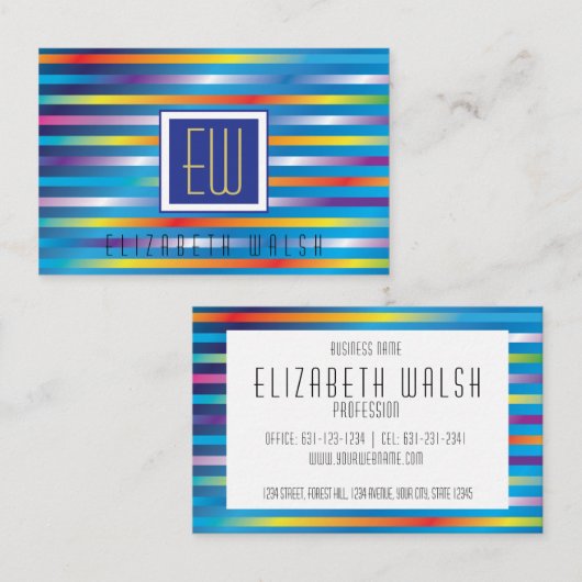 Moderne Elegante Minimalistische Gradiënt Lijnen E Visitekaartje (Voorkant / Achterkant)