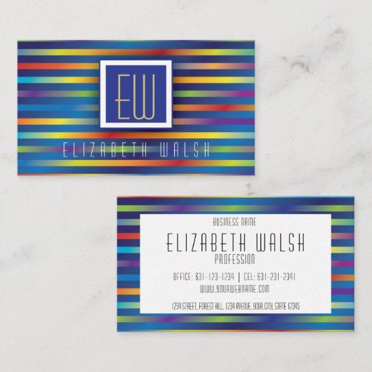 Moderne Elegante Minimalistische Gradiëntlijnen 3, Visitekaartje (Voorkant / Achterkant)