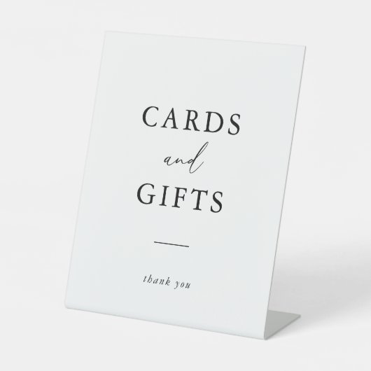 Moderne Elegante Minimalistische Kaarten & Geschen Reclamebord Met Voetstuk (Voorkant)