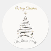 Moderne Elegante Minimalistische Kerstboom Sticker (Voorkant)