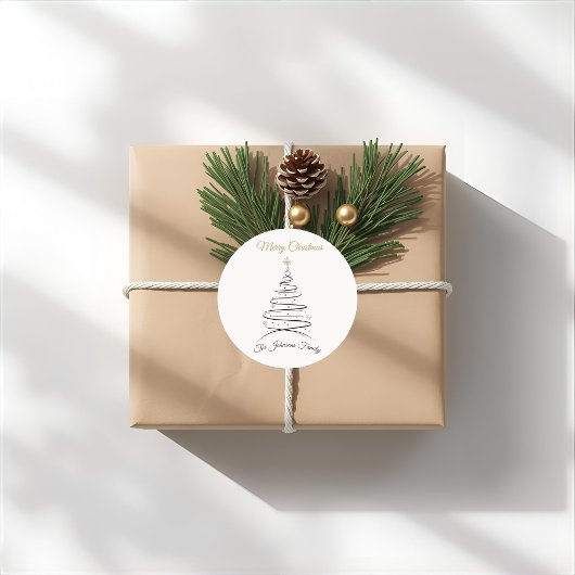 Moderne Elegante Minimalistische Kerstboom Sticker
