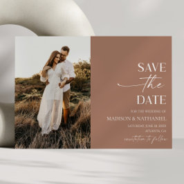 Moderne Elegante Minimalistische Mocha Mousse Brui Save The Date