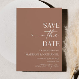 Moderne elegante minimalistische Mocha Mousse brui Save The Date