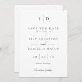 Moderne elegante minimalistische monogram bruiloft save the date (Voorkant / Achterkant)