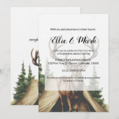 Moderne Elegante Minimalistische Mountain Deer Wed Kaart (Voorkant / Achterkant)