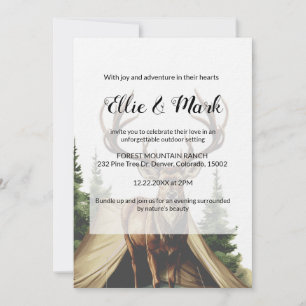 Moderne Elegante Minimalistische Mountain Deer Wed Kaart