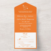 Moderne Elegante Minimalistische Oranje Monogram B All In One Uitnodiging (Binnen)