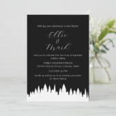 Moderne Elegante Minimalistische Pine Tree Wedding Kaart (Staand voorkant)