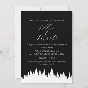 Moderne Elegante Minimalistische Pine Tree Wedding Kaart