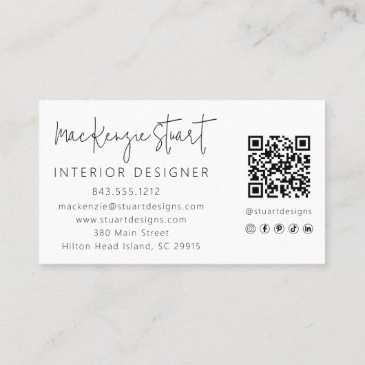 Moderne elegante minimalistische QR-code Sjabloon  Visitekaartje (Achterkant)