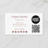 Moderne Elegante Minimalistische QR Code Terracott Visitekaartje (Achterkant)