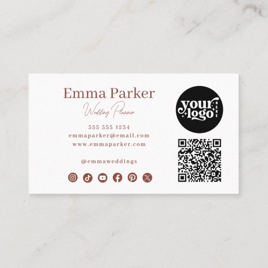 Moderne Elegante Minimalistische QR Code Terracott Visitekaartje (Achterkant)