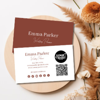 Moderne Elegante Minimalistische QR Code Terracott Visitekaartje