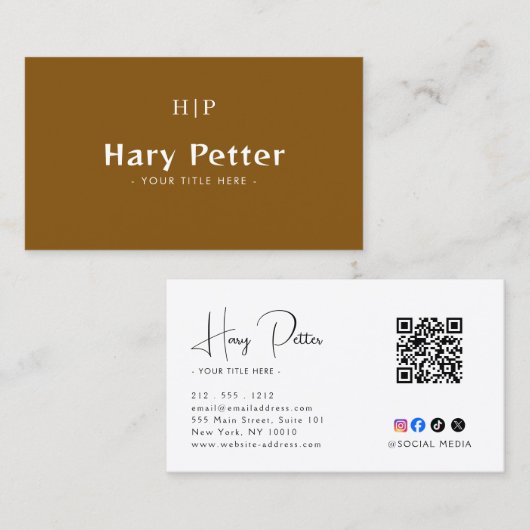 Moderne Elegante Minimalistische QR-code Visitekaa Visitekaartje (Voorkant / Achterkant)