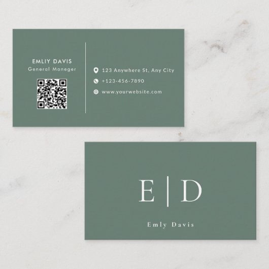 Moderne Elegante Minimalistische QR-code Zakelijke Visitekaartje (Voorkant / Achterkant)