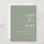 Moderne elegante minimalistische salie groene brui save the date (Voorkant)